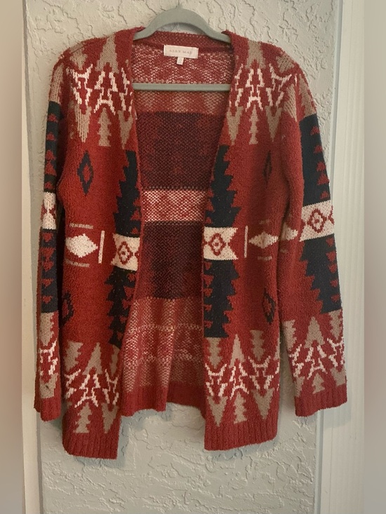 Ally Mae Sweaters - Ally Mae Patterned Open-Front Cardigan Sweater